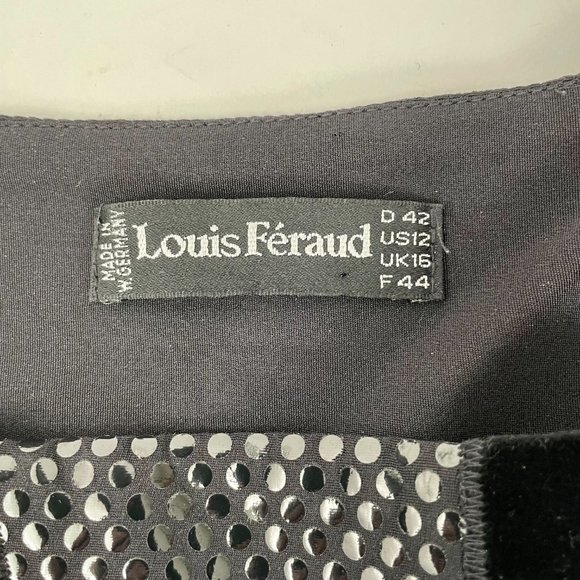 Vintage Louis Feraud Black Silk Square Neck Tank Top, Velvet/Shiny Trim, Size 12 - Picture 7 of 8